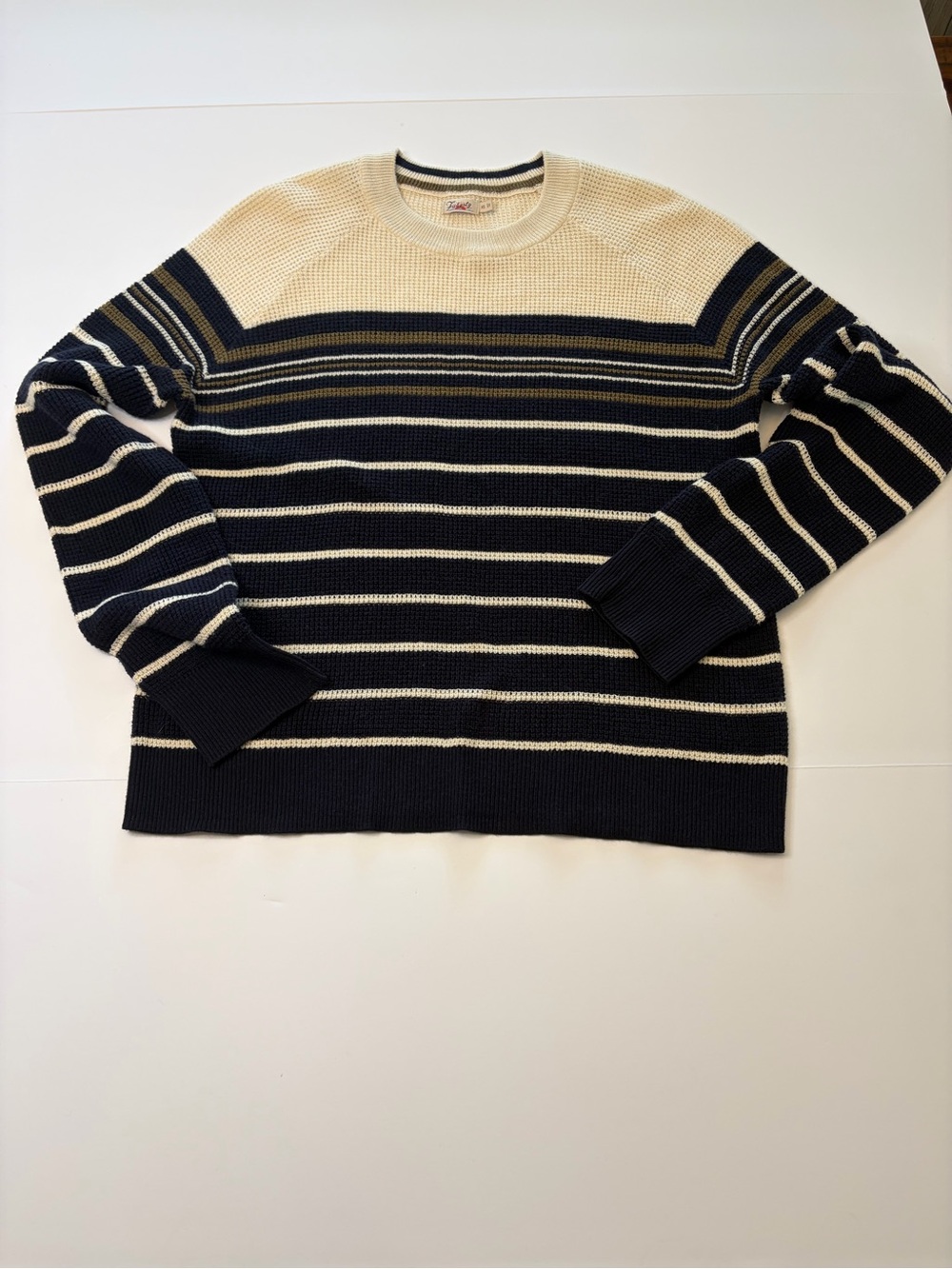 Faherty Throwback Waffle Knit Striped Sweater XS Cotton Cashmere Preppy